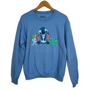 Disney Stitch Blue Kidcore Casual Lounge Crewneck